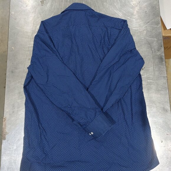 Excellent Condition Tommy Hilfiger Blue Pattern Dress Shirt Size L 16 32/33 - Picture 4 of 4